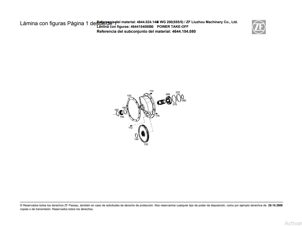 Catalogo de Recambio Servotransmisión 4 WG 200 (555-5) ZF Liuzhou Machinery Co - 4644.024.146