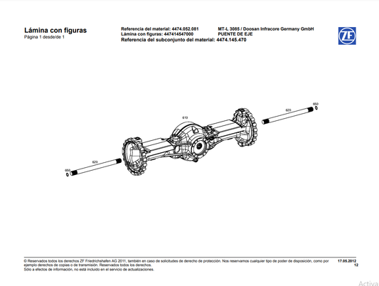Catalogo de Recambios Eje Delantero MT-L 3085 DOOSAN INFRACORE GERMANY GMBH - 4474.052.081