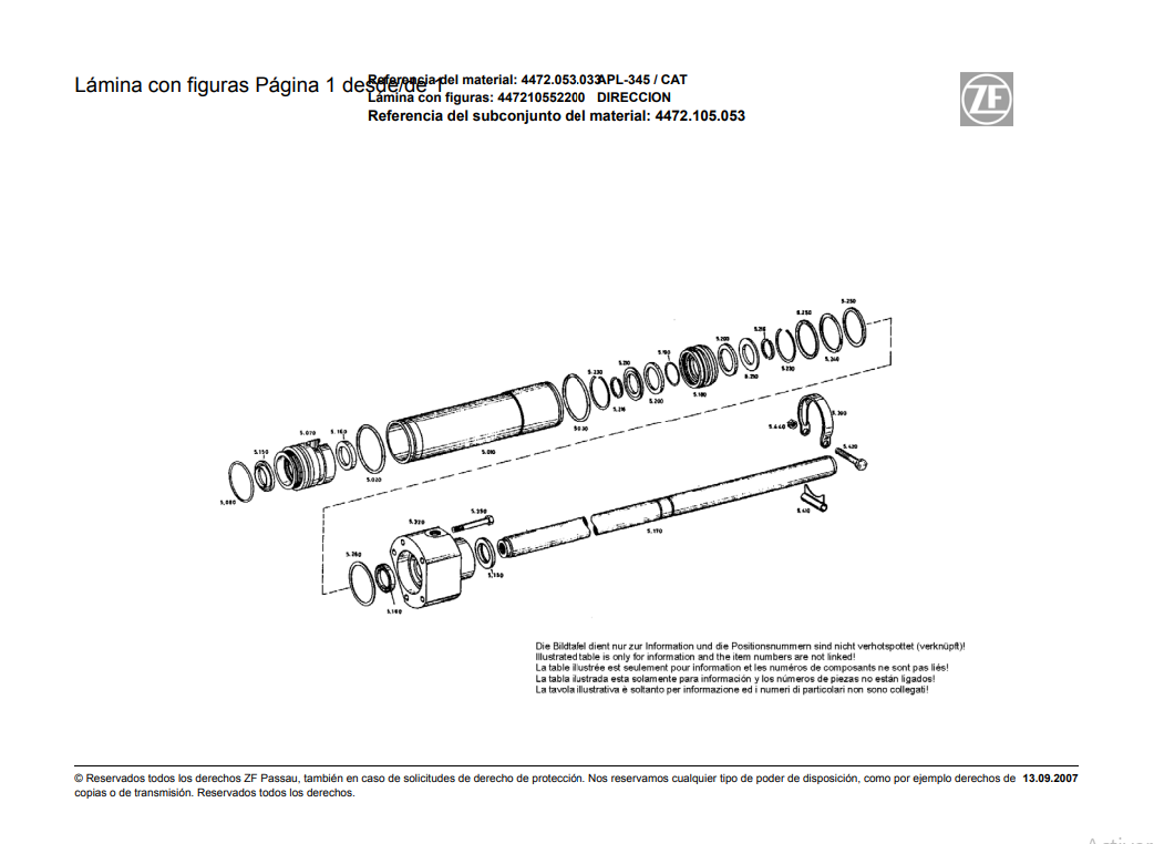 Catalogo de Recambios Eje Delantero ZF APL-345 CAT - 4472.053.033