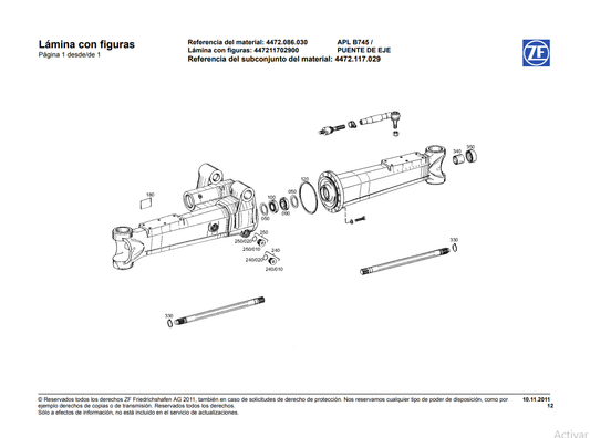 Catalogo de Recambios Eje Delantero ZF APL B745 - 4472.086.030
