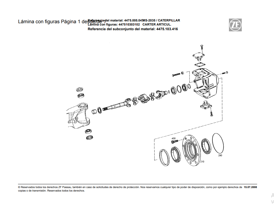 Catalogo de Recambios Eje Delantero ZF MS-2035 - 4475.005.047