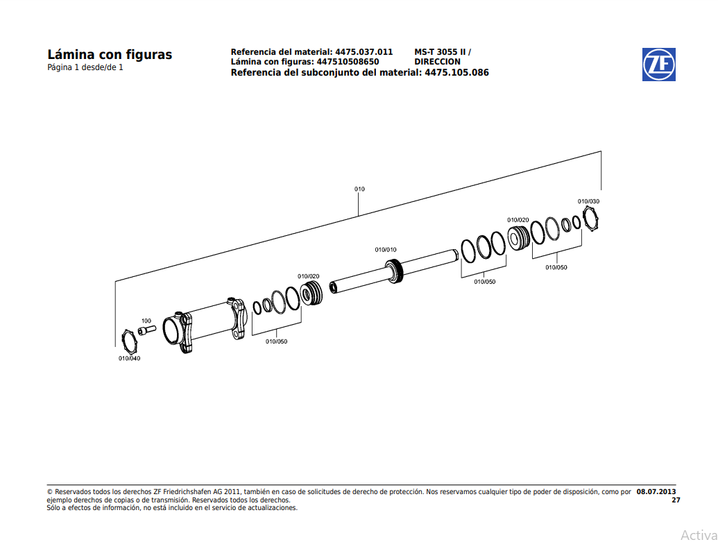 Catalogo de Recambios Eje Delantero ZF MS-T 3055 II - 4475.037.011