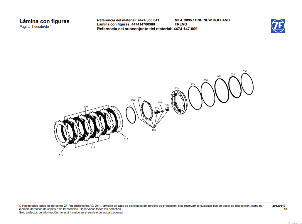 Catalogo de Recambios Eje Delantero ZF MT-L 3095 CNH NEW HOLLAND - 4474.053.041