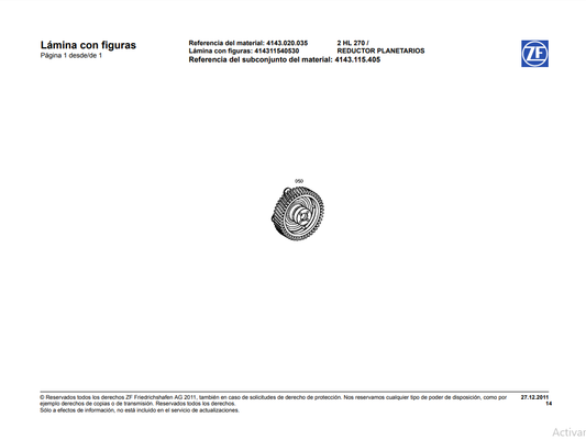 Catalogo de Recambios Eje Trasero ZF 2 HL 270 - 4143.202.035