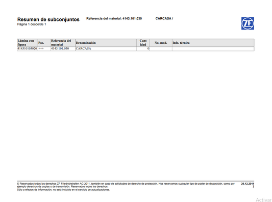 Catalogo de Recambios Eje Trasero ZF CARCASA - 4143.101.030