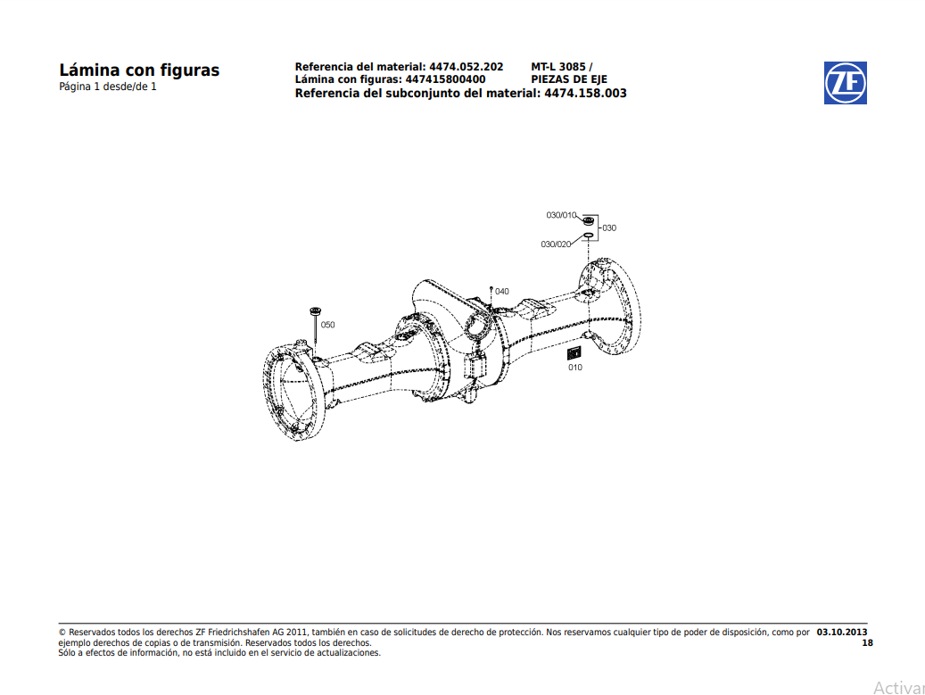 Catalogo de Recambios Eje Trasero ZF MT-L 3085 - 4474.052.202