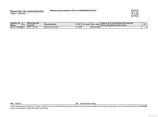 Catalogo de Recambios Puente de Eje ZF - 4472.141.401