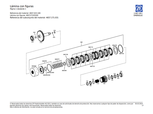 Catalogo de Recambios Servotransmisión ZF 3 WG 190 - 4657.023.100