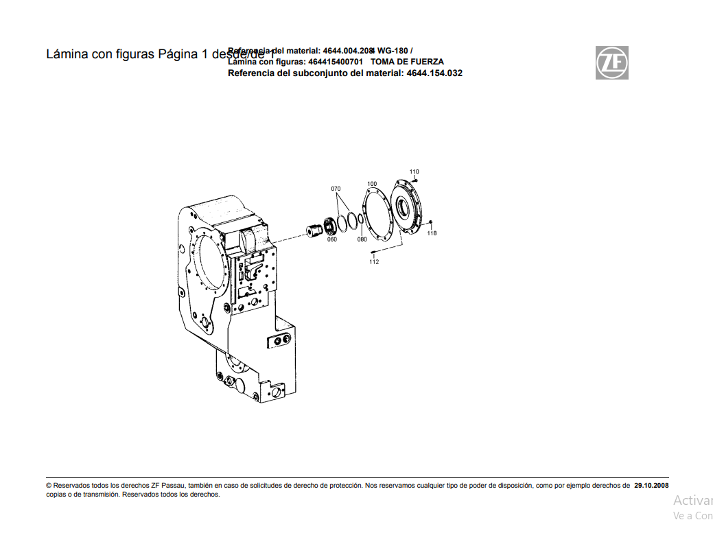Catalogo de Recambios Servotransmisión ZF 4 WG-180 - 4644.004.208