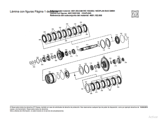 Catalogo de Recambios Servotransmisión ZF 4 WG 100(500) NEOPLAN BUS - 4651.004.048