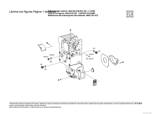 Catalogo de Recambios Servotransmisión ZF 4 WG 150 JI CASE - 4642.054.018