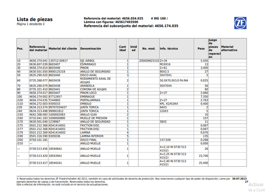 Catalogo de Recambios Servotransmisión ZF 4 WG 160 - 4656.054.025