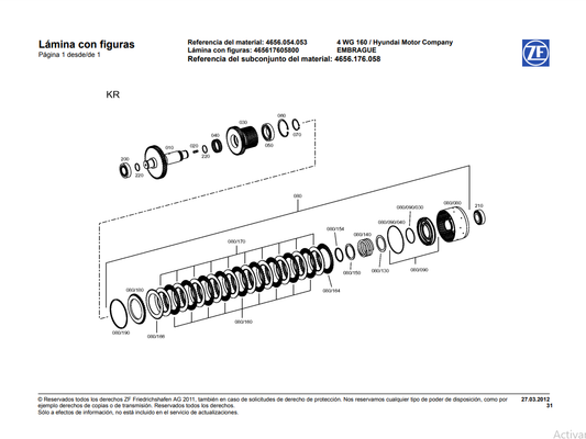 Catalogo de Recambios Servotransmisión ZF 4 WG 160 HYUNDAI - 4656.054.053