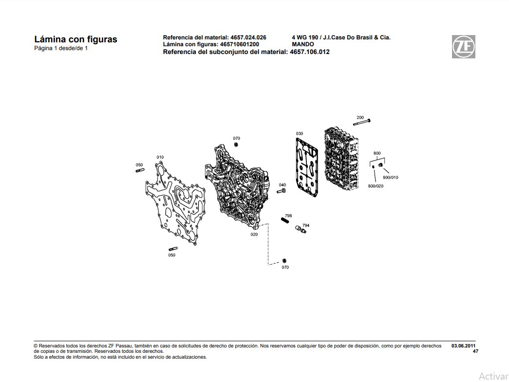 Catalogo de Recambios Servotransmisión ZF 4 WG 190 - 4657.024.026