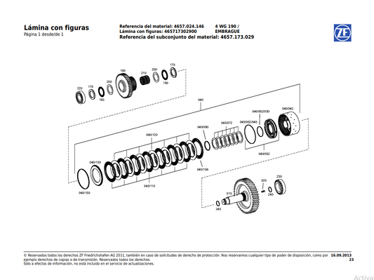Catalogo de Recambios Servotransmisión ZF 4 WG 190 - 4657.024.146