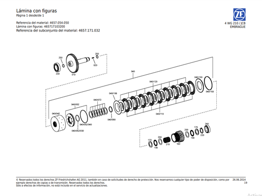 Catalogo de Recambios Servotransmisión ZF 4 WG 210 JCB - 4657.054.050