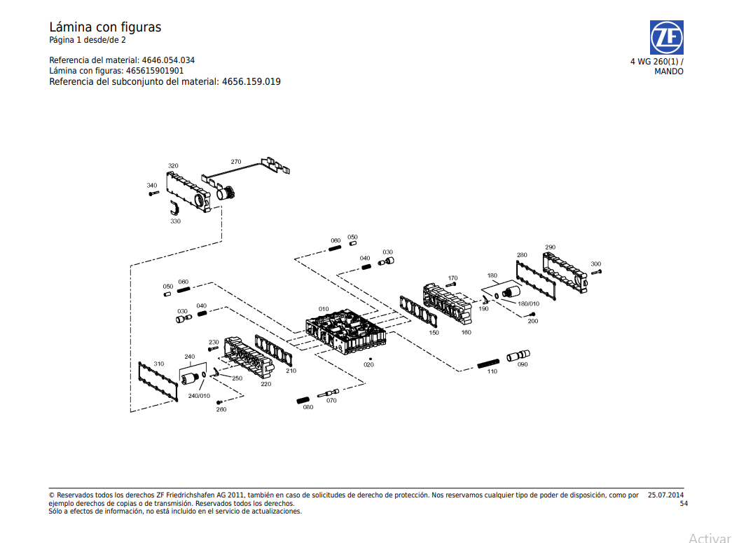 Catalogo de Recambios Servotransmisión ZF 4 WG 260(1) - 4646.054.034