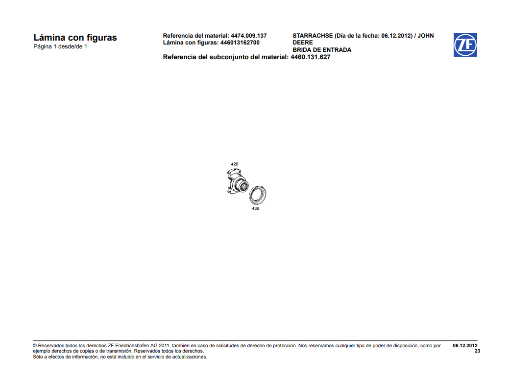 Catalogo de Recambios Servotransmisión ZF STARRACHSE JOHN DEERE - 4474.009.137