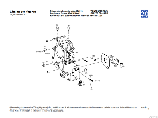 Catalogo de Recambios Servotransmisión ZF WENDEGETRIEBE - 4644.024.216