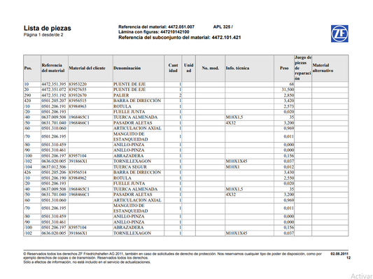 Catalogo de Recambios Transmisión ZF APL 325 - 4472.051.007