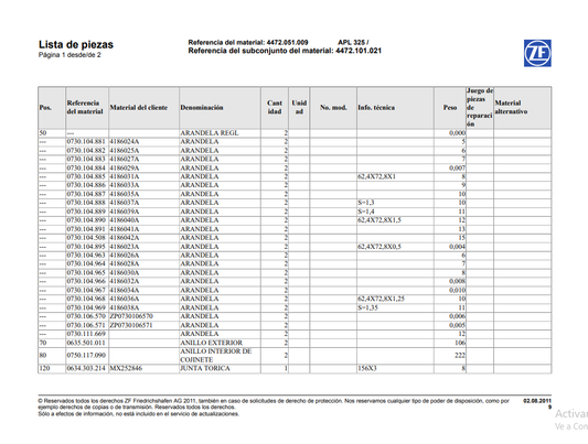 Catalogo de Recambios Transmisión ZF APL 325 - 4472.051.009