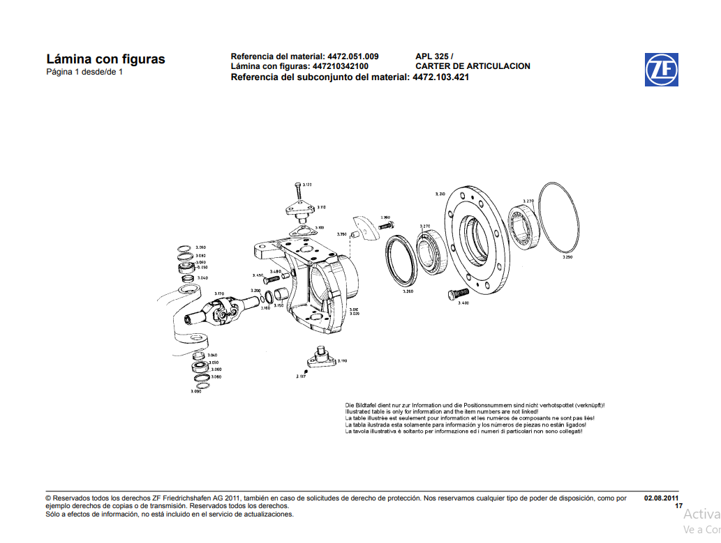 Catalogo de Recambios Transmisión ZF APL 325 - 4472.051.009