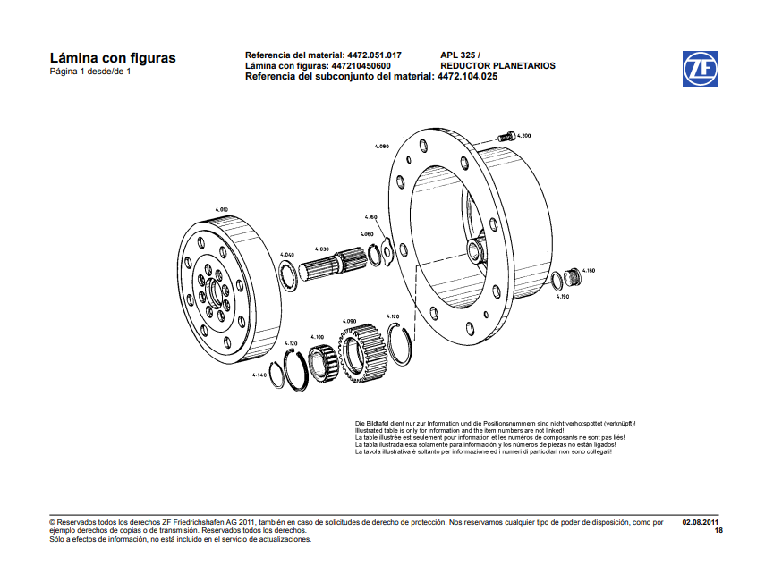 Catalogo de Recambios Transmisión ZF APL 325 - 4472.051.017