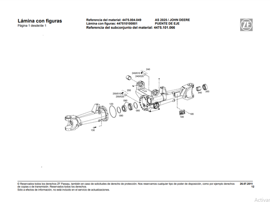 Catalogo de Recambios Transmisión ZF AS 2025 JOHN DEERE - 4475.004.049