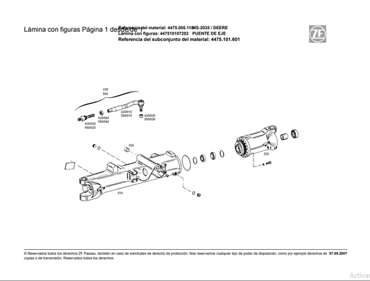 Catalogo de Recambios Transmisión ZF MS 2035 DEERE - 4475.005.118