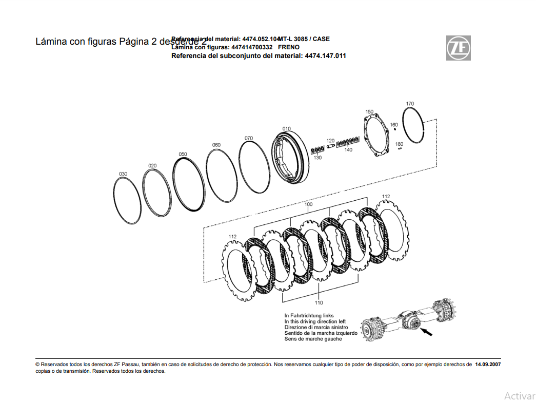 Catalogo de Recambios Transmisión ZF MT-L 3085 CASE - 4474.052.104