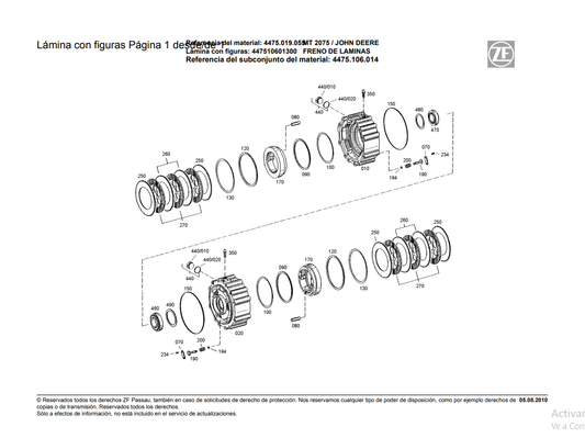 Catalogo de Recambios Transmisión ZF MT 2075 JOHN DEERE - 4475.019.055