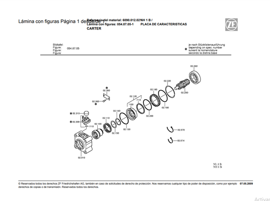 Catalogo de Recambios Transmisión ZF NH 1 B - 6090.012.021