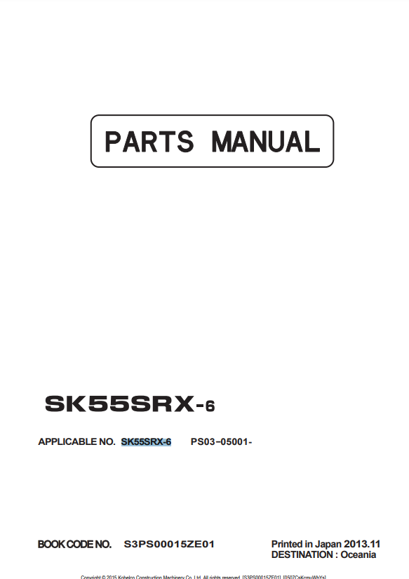 MANUAL DE PARTES MINI EXCAVADORA KOBELCO SK55SRX-6