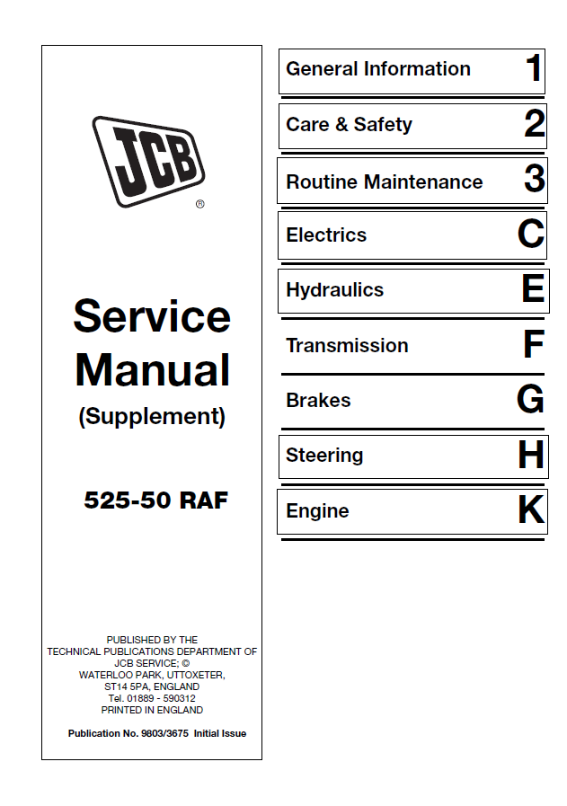 Manual Complementario de Reparación Telehndler JCB 525-50 RAF