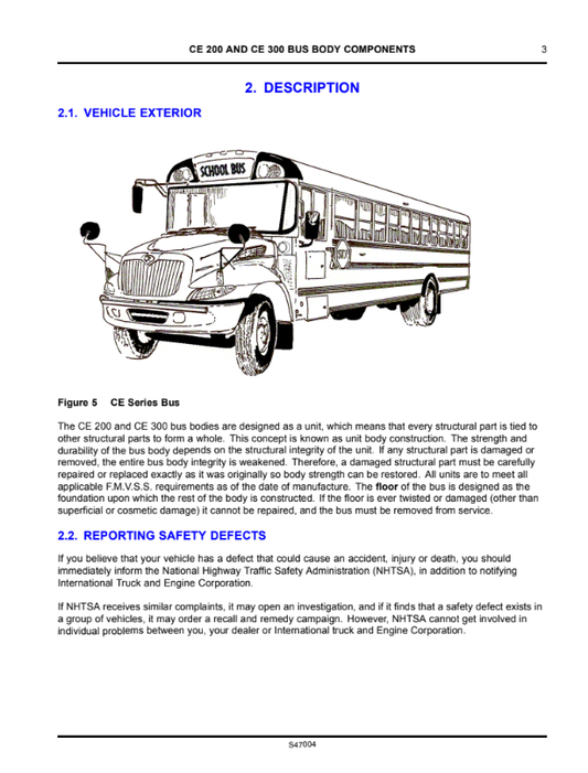 Manual Componentes del Cuerpó Bus International CE200 - CE300