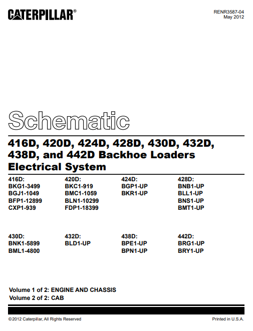 Manual Diagrama Eléctrico Retroexcavadora Caterpillar 420D