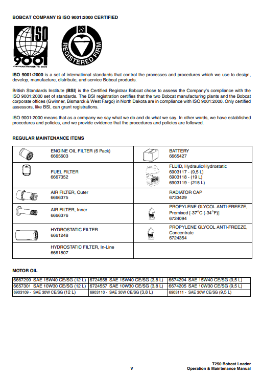 Manual Operación y Mantenimiento Minicargador Sobre Orugas Bobcat T250