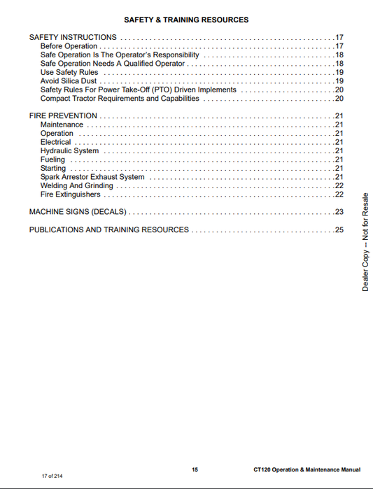 Manual Operación y Mantenimiento Tractor Compacto Bobcat CT120