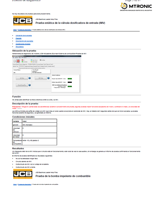 Manual Prueba de Diagnostico Retroexcavadora JCB 3CX