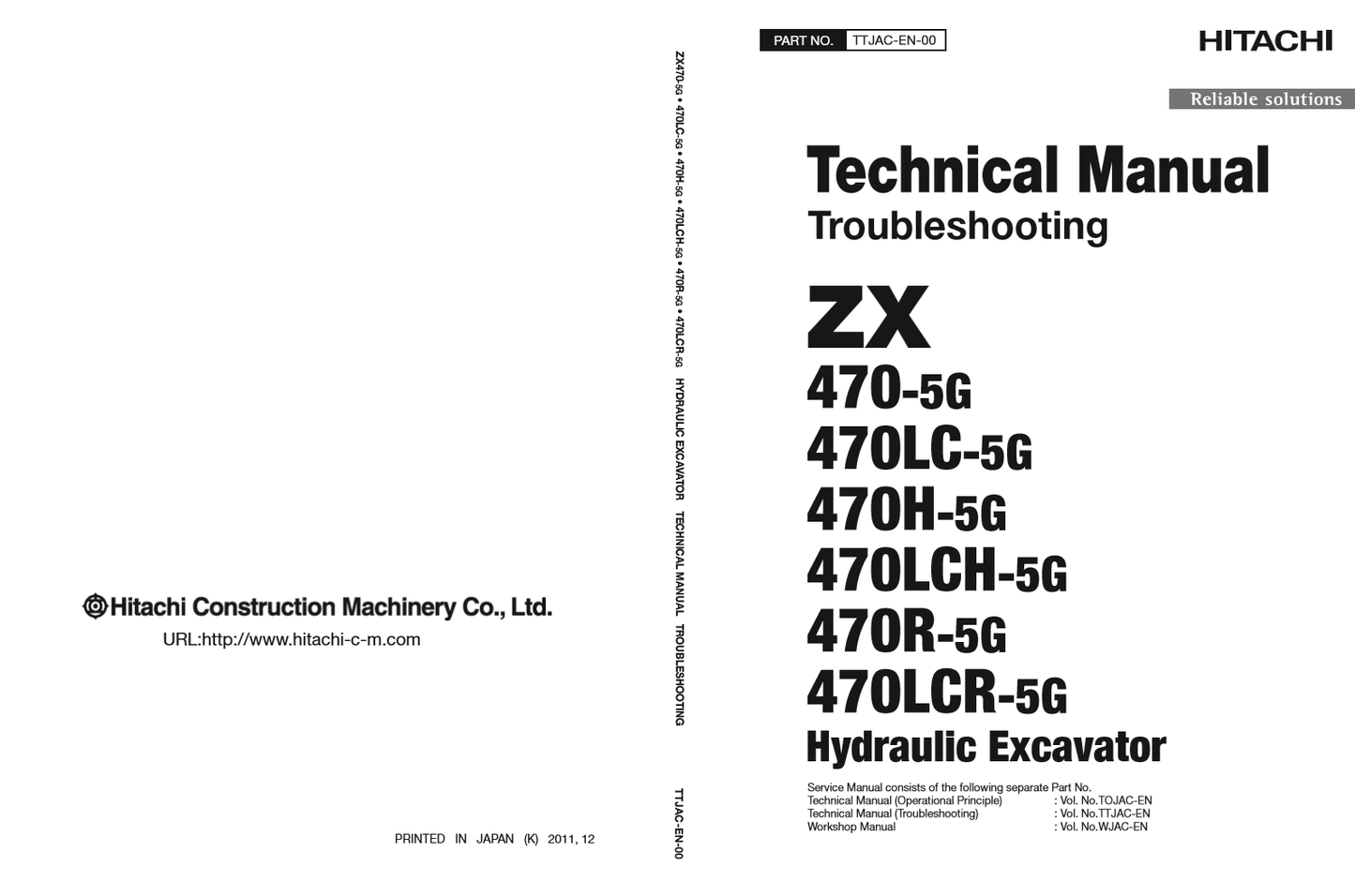 Manual Solución de Problemas Excavadora Hidráulica Hitachi ZX 470-5G 470LC-5G 470H-5G 470LCH-5G 470R-5G 470LCR-5G