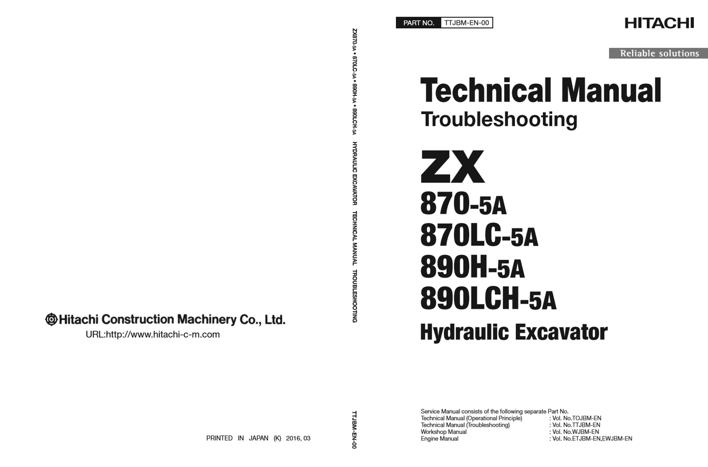 Manual Solución de Problemas Excavadora Hidráulica Hitachi ZX 870-5A 870LC-5A 890H-5A 890LCH-5A