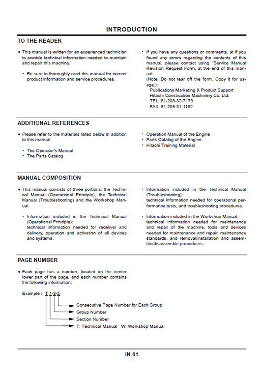 Manual Técnico Excavadora Hitachi EX75UR-5, EX75US-5