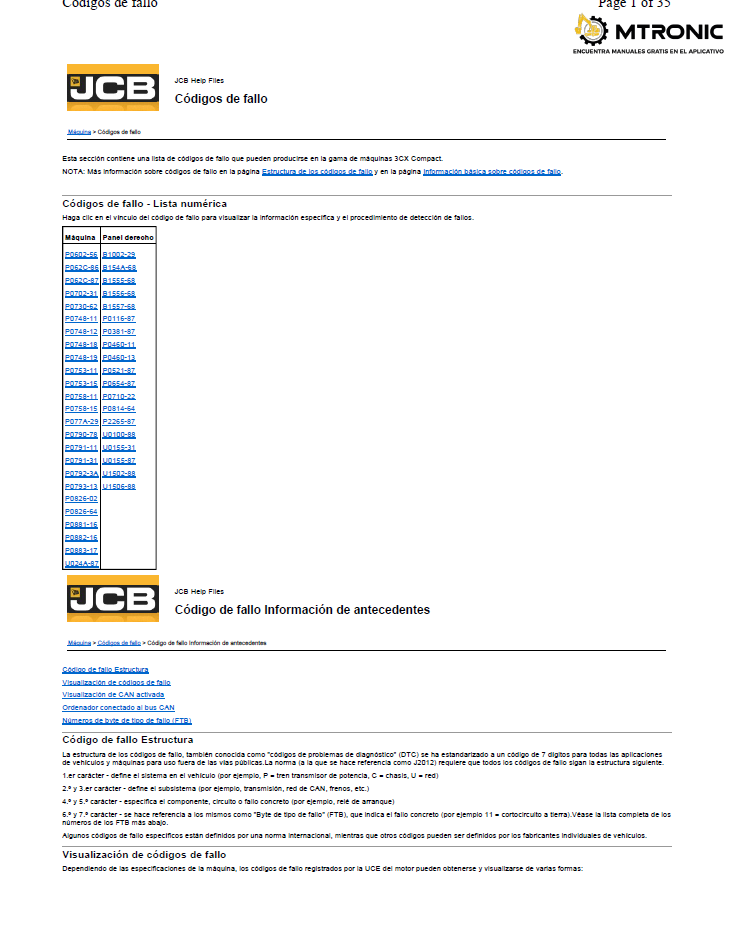 Manual de Codigos de Fallo Retroexcavadora JCB 3CX