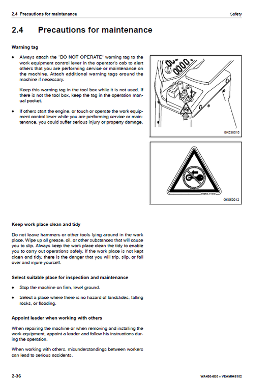 Manual de Operación y Manteniento Cagador Komatsu WA430-6E0 - H60266