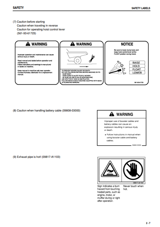 Manual de Operación y Mantenimiento Camión Japones Komatsu HM400-1 S.N 1001-1275