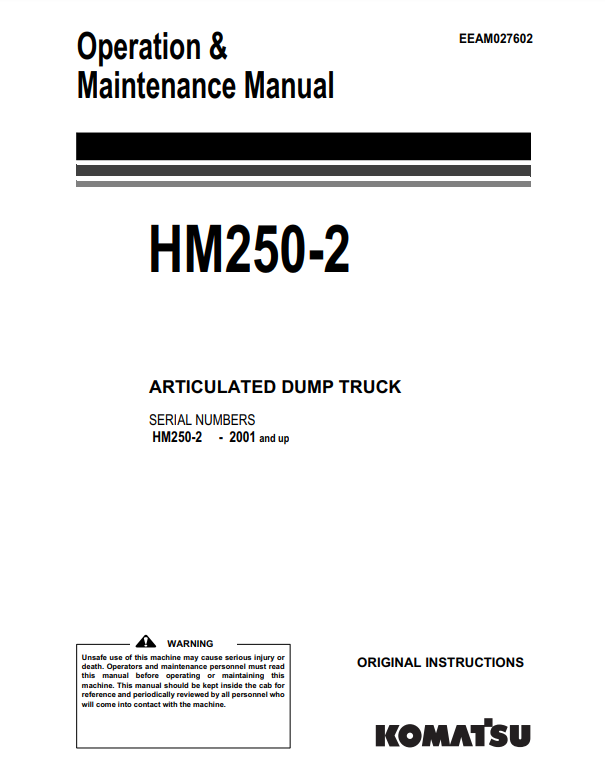 Manual de Operación y Mantenimiento Camión Komatsu HM250-2