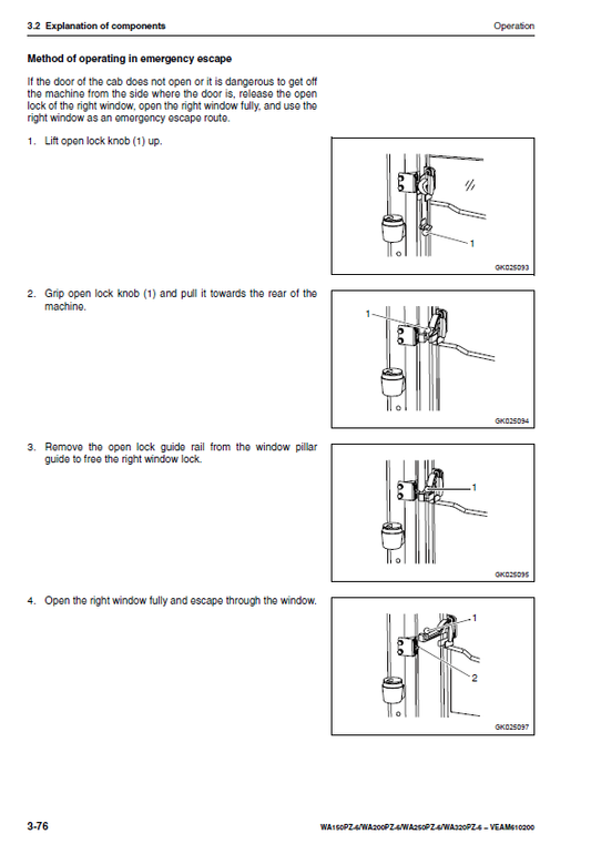 Manual de Operación y Mantenimiento Cargador Komatsu WA150PZ-6 - 80042, WA200PZ-6 - 70136 H00051, WA250PZ-6 - 75160 H 00051, WA320PZ-6 - 70092 H00051