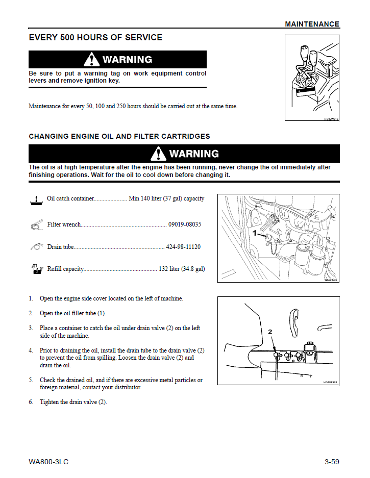Manual de Operación y Mantenimiento Cargador Komatsu WA800-3LC