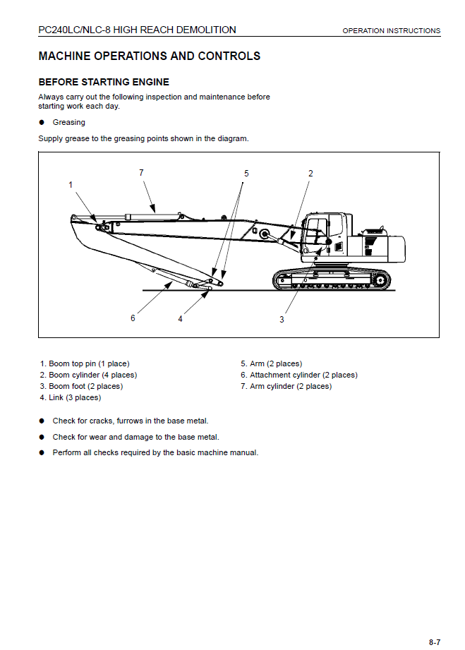 Manual de Operación y Mantenimiento Excavadora Hidraúlica Komatsu PC210-8, PC210LC-8 - K51095, PC210NLC-8 - K51095, PC230NHD-8 - K50114, PC240LC-8 - K50304, PC240NLC-8 - K50304
