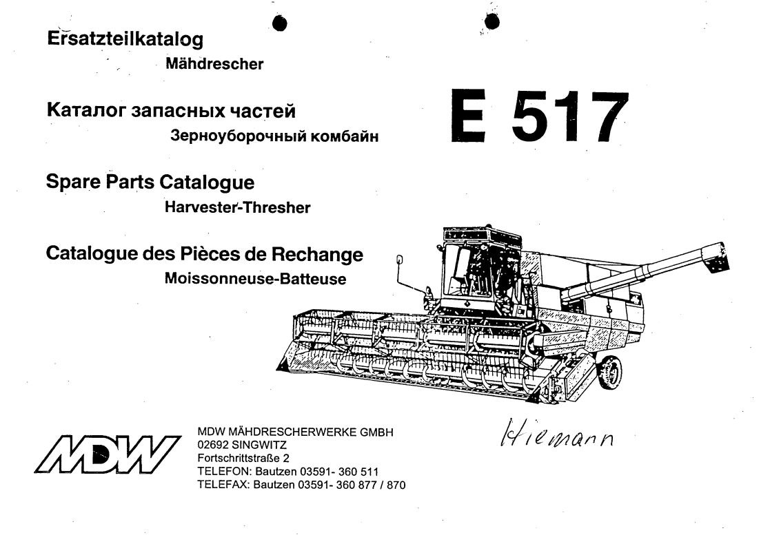Manual de Partes Cosechadora Case -MDW E517